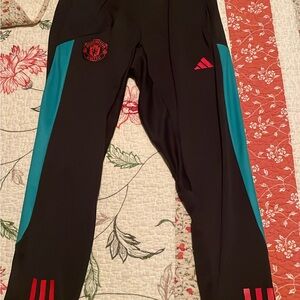Adidas Manchester United Black,Teal and Red active soccer sports track pants